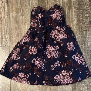 Free People Strapless Floral Dress - Pink and Navy Blue Size Small